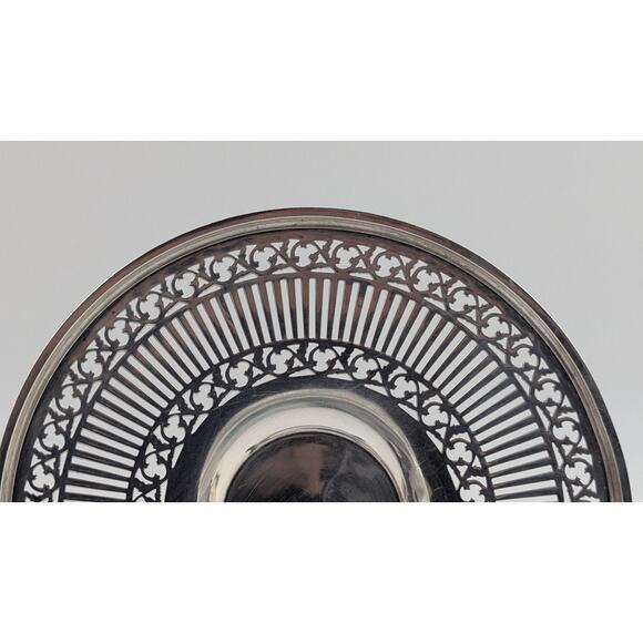 Meriden Britannia Sterling Silver Reticulated Tray Footed Dish 8.5” #475 - Picture 2 of 14